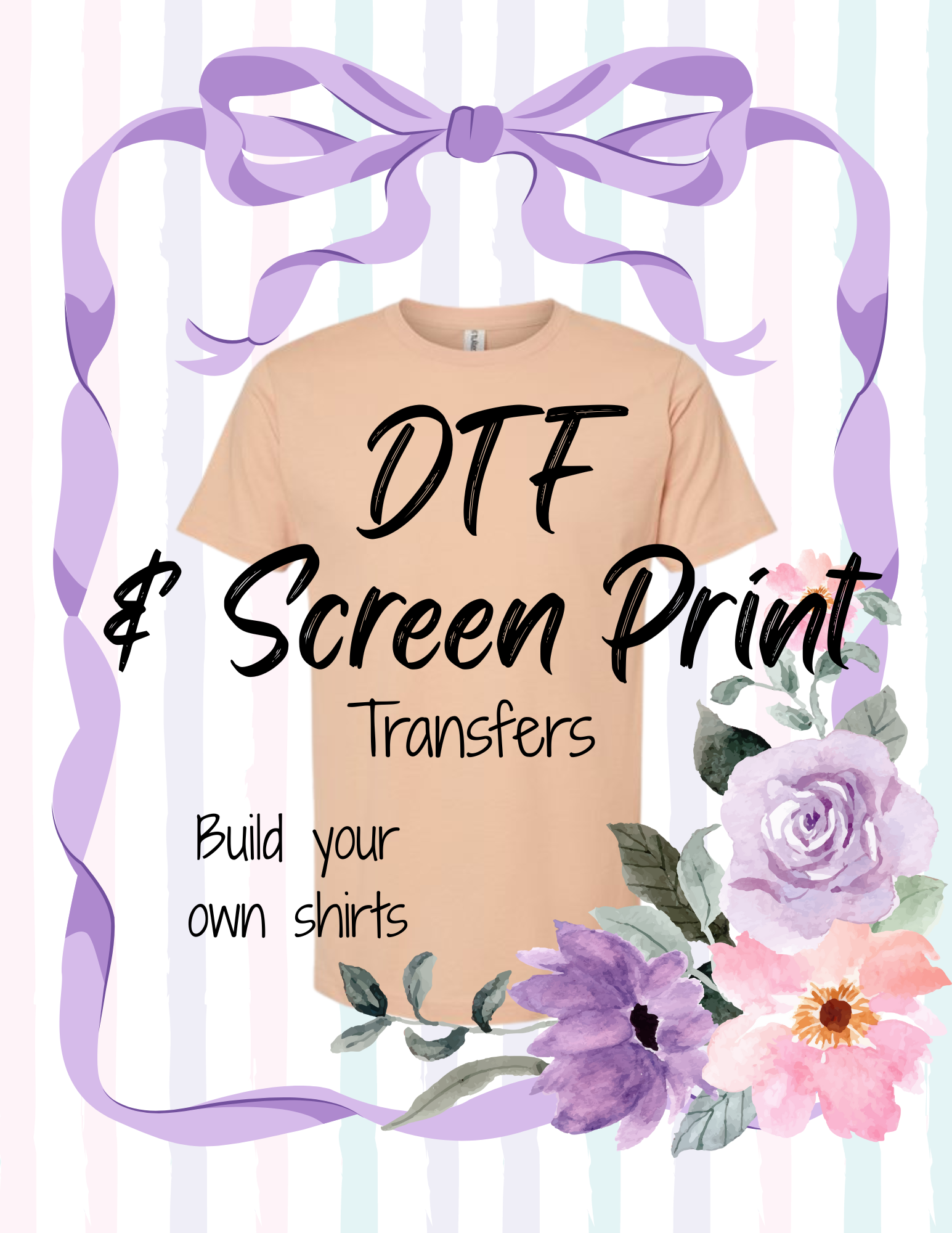 Build your own shirts with our in stock DTF transfers