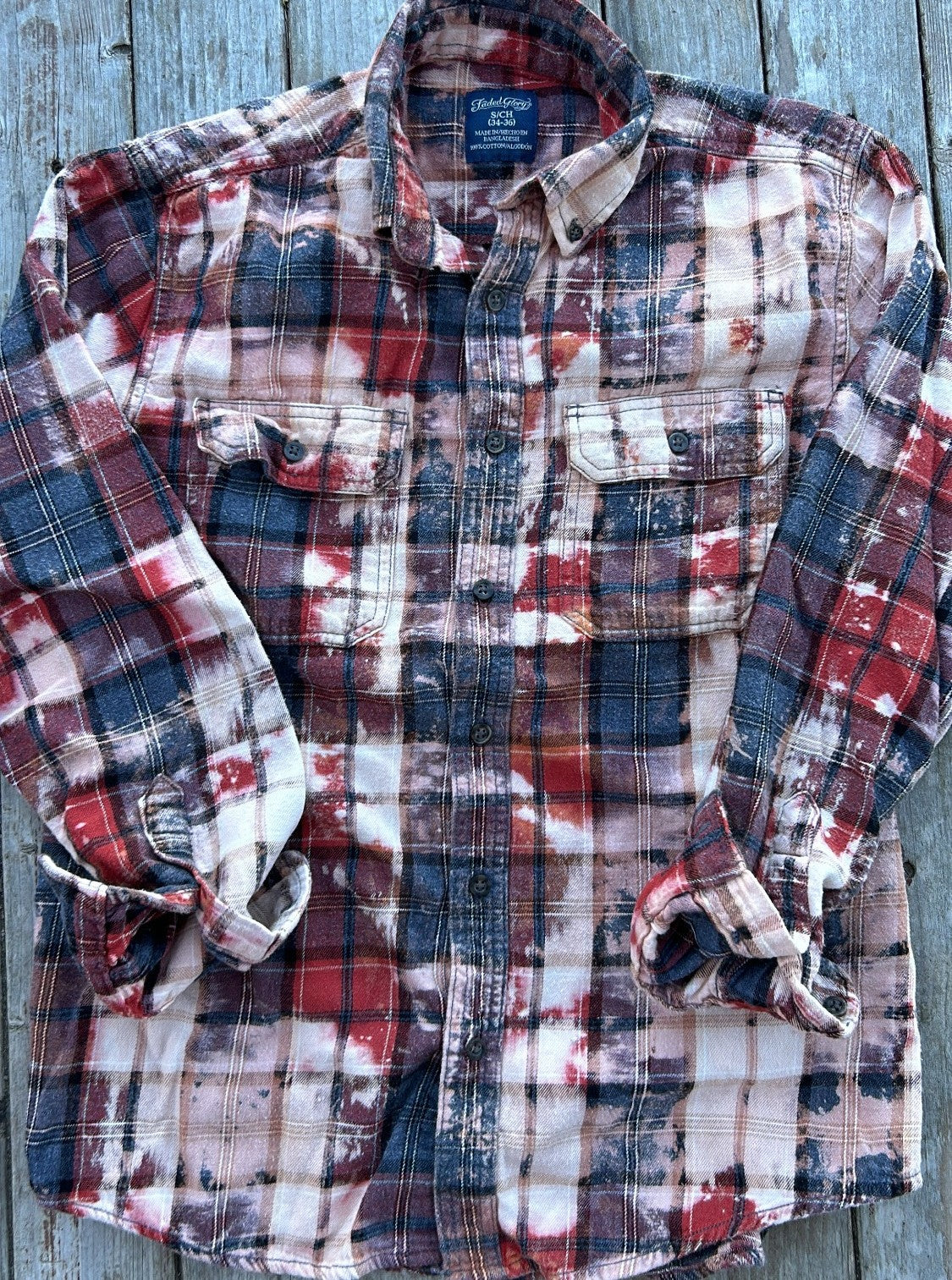 Small Upcycled Bleached Flannel