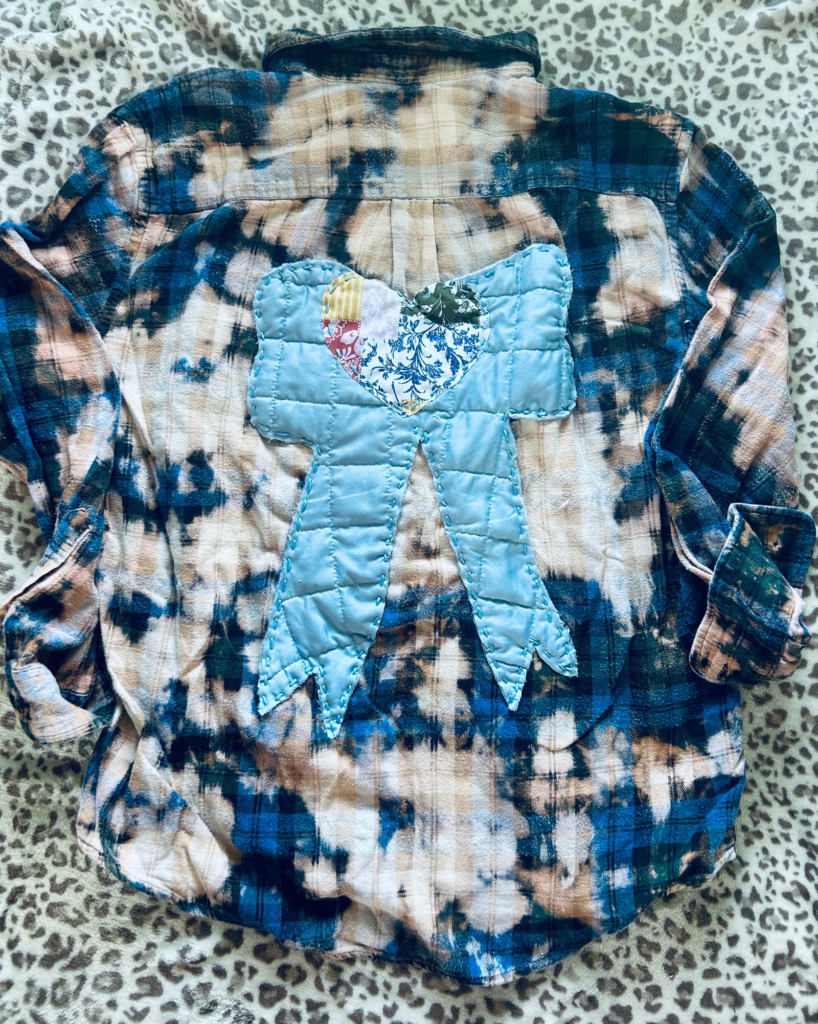 Large Upcycled Bleached Flannel