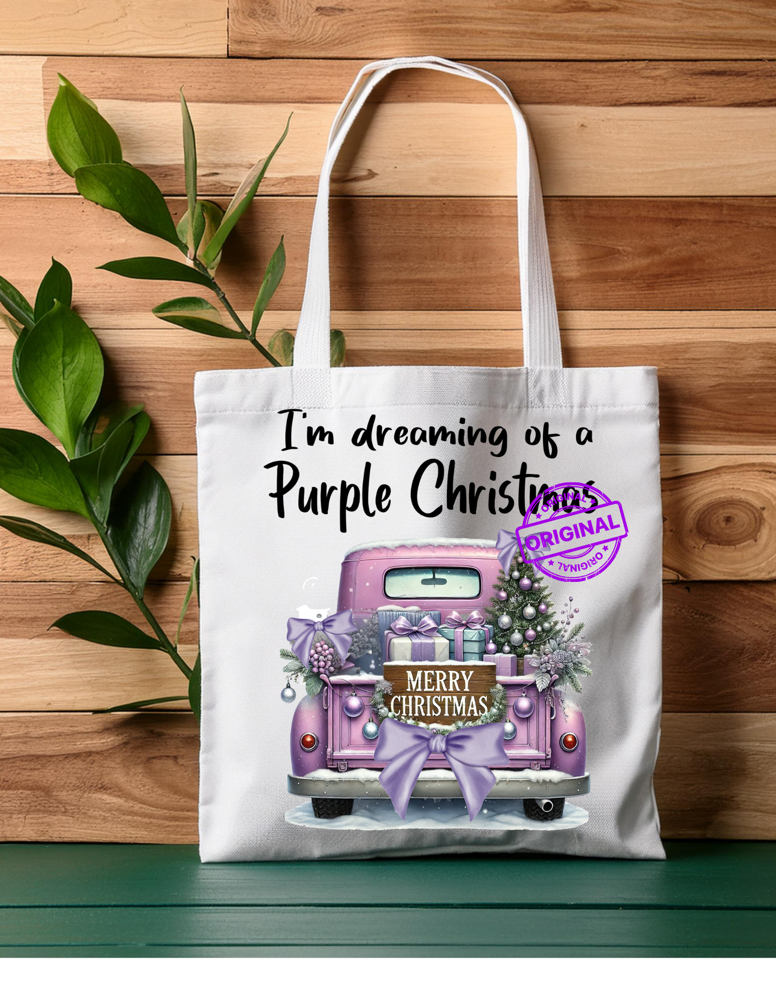 Purple Christmas Tote Bag