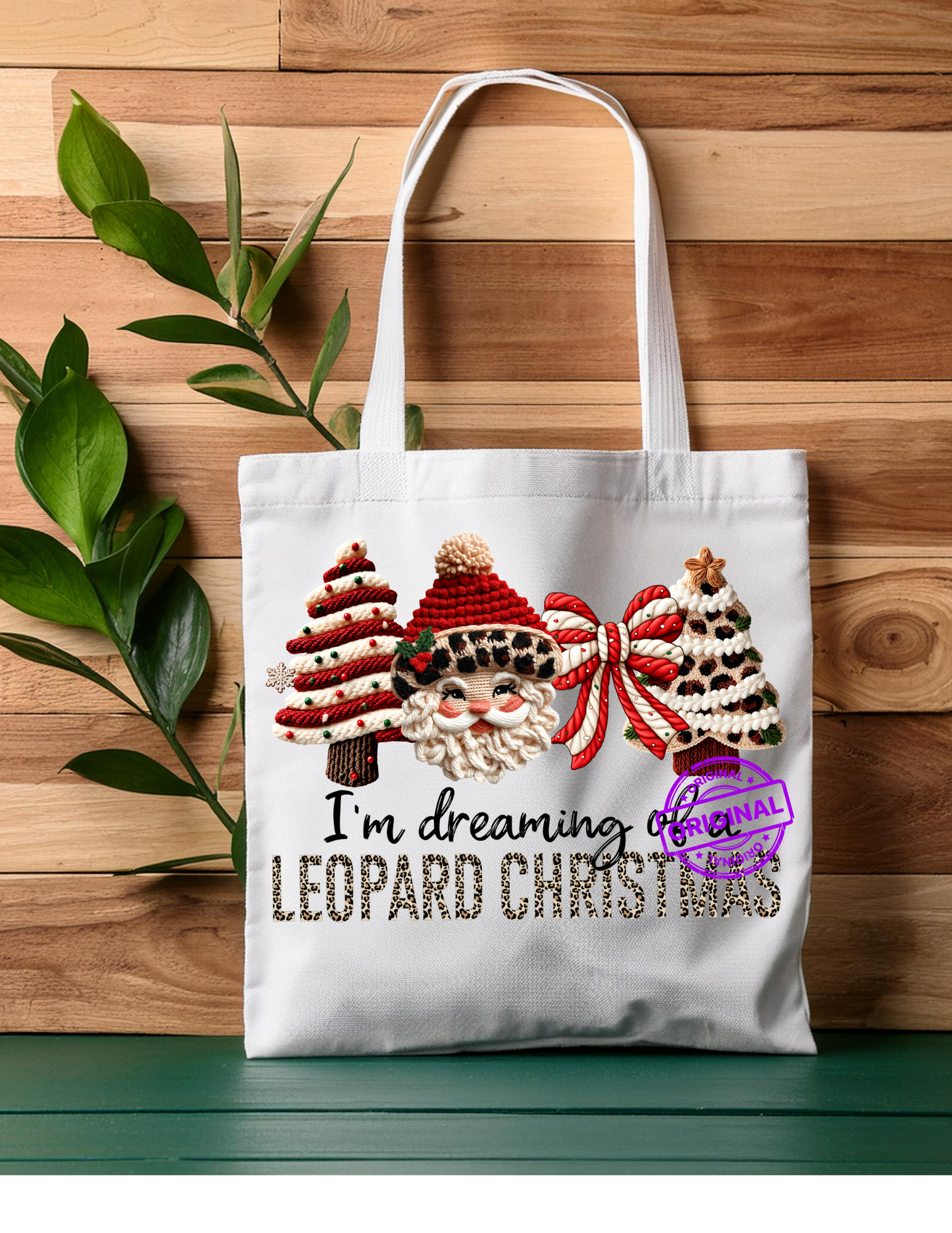 Leopard Christmas Tote Bag
