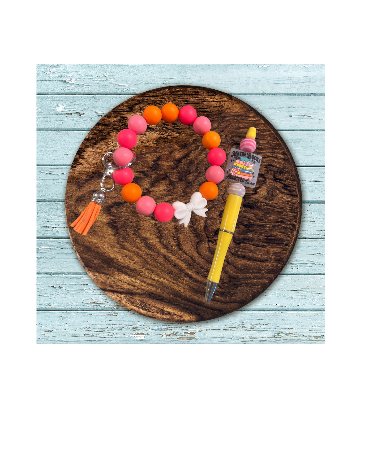 White Bow & Books are addicted to me Pen & Wristlet Set