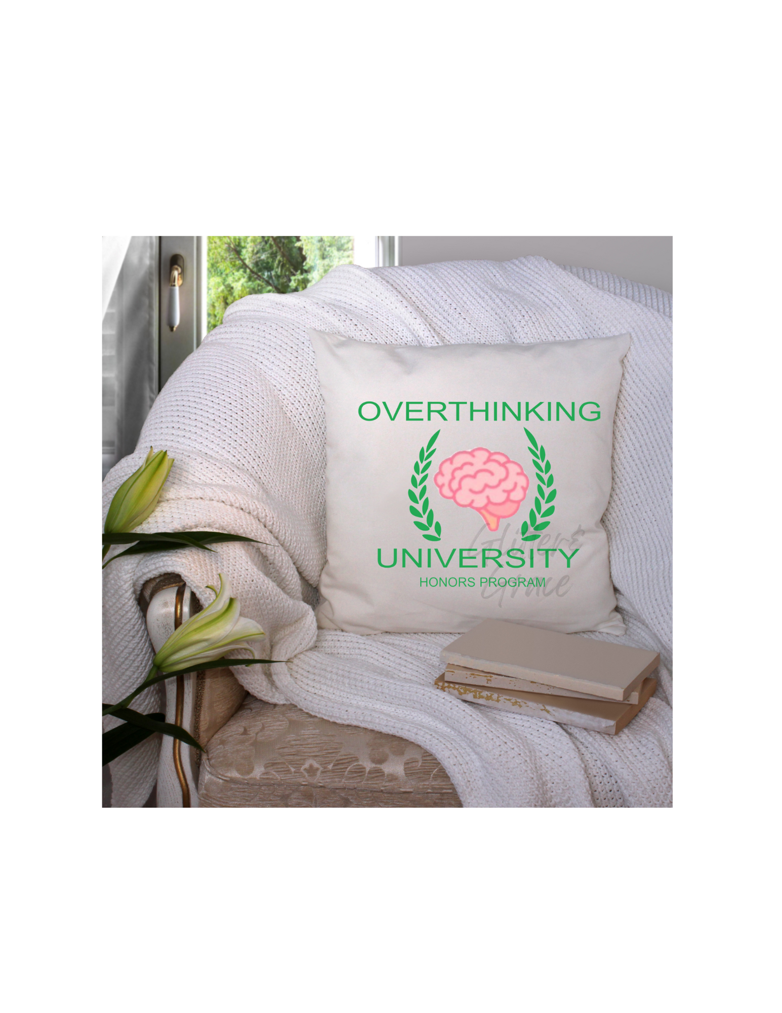 Overthinking University Throw Pillow