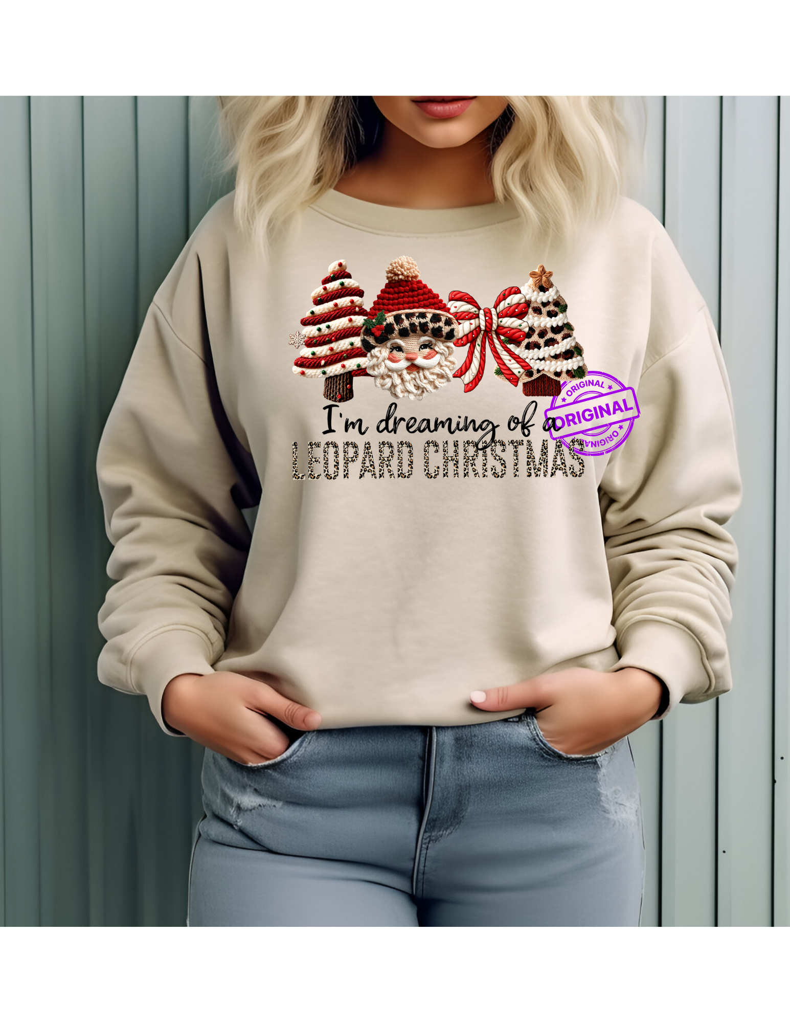 Leopard Christmas Santa T-shirt or Sweatshirt