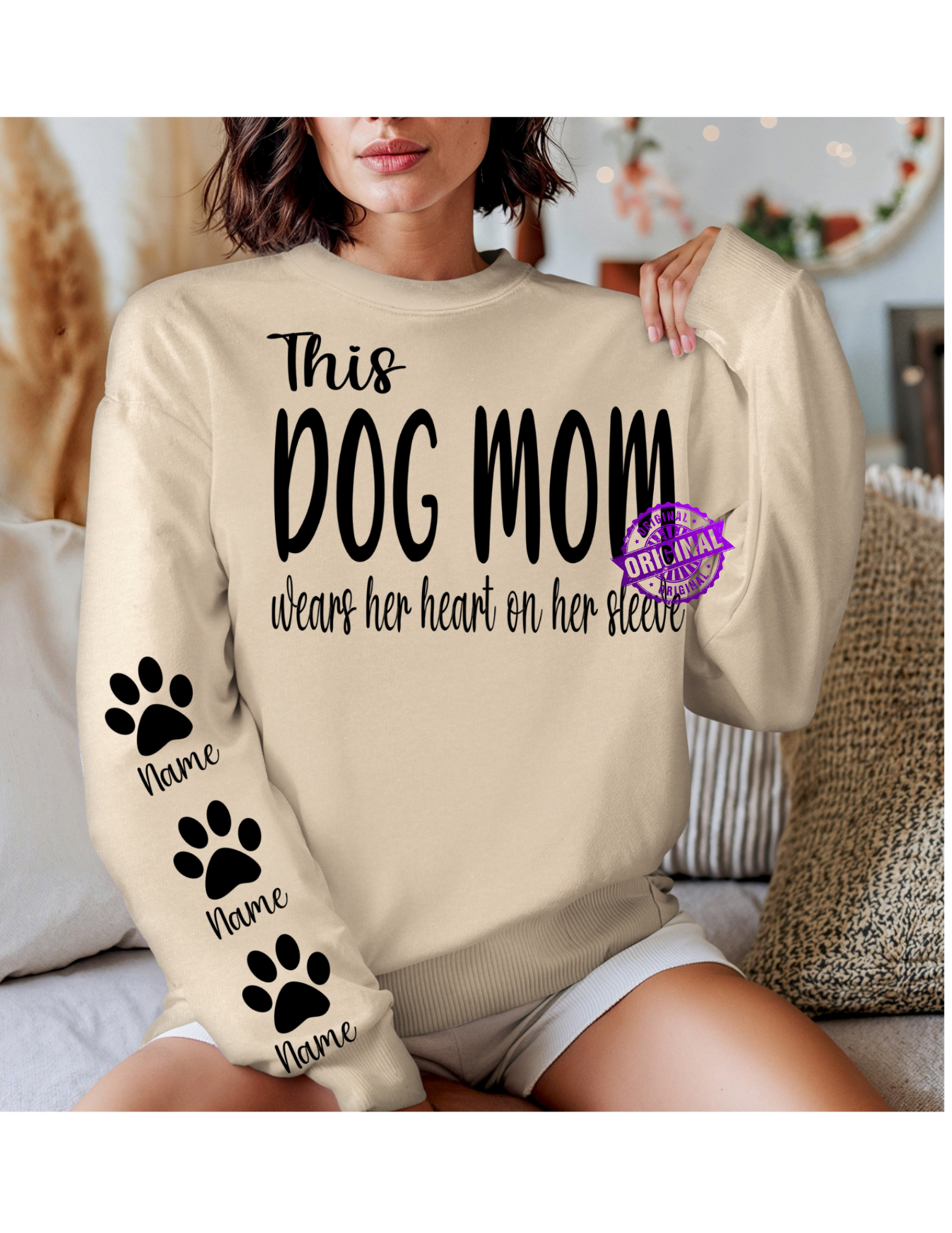 Dog Mom Heart on Sleeve Sweatshirt