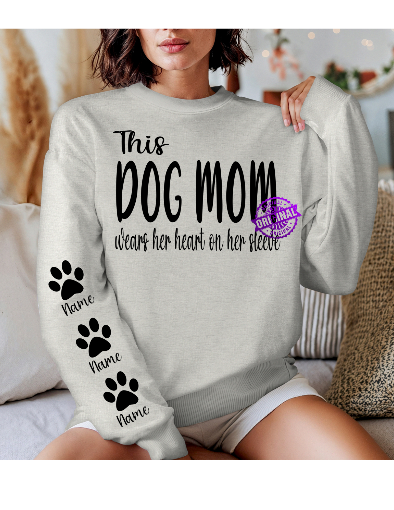 Dog Mom Heart on Sleeve Sweatshirt