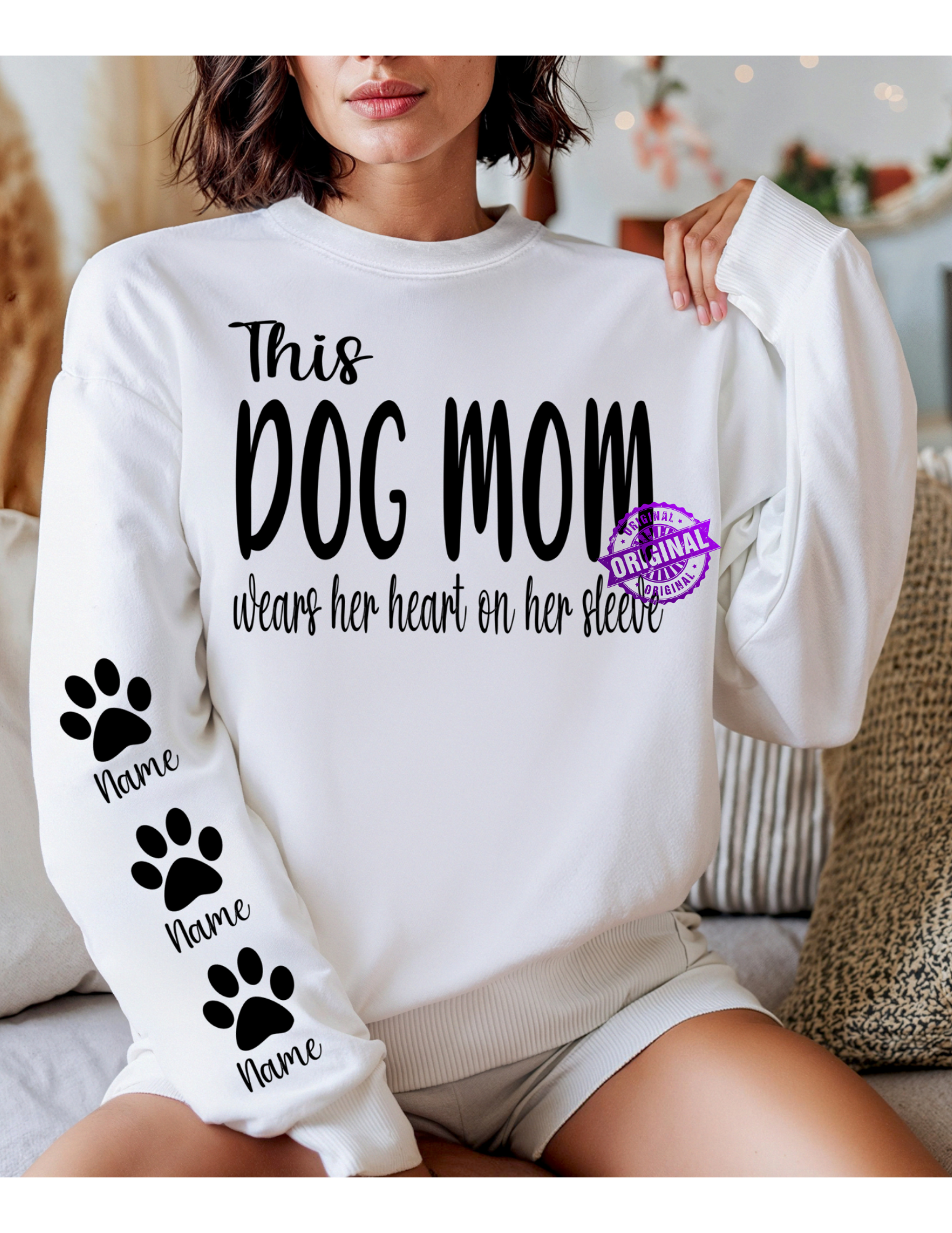 Dog Mom Heart on Sleeve Sweatshirt