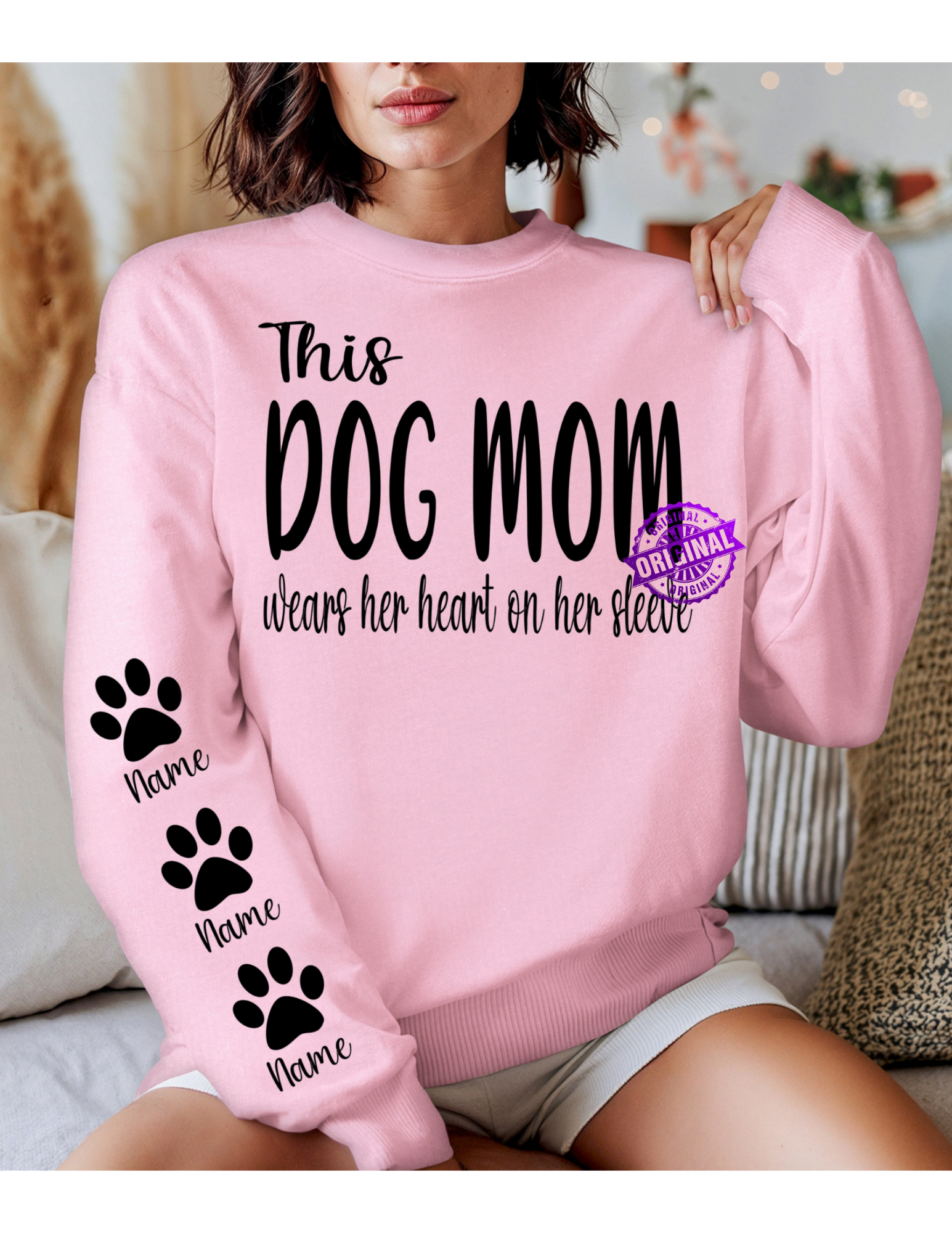 Dog Mom Heart on Sleeve Sweatshirt