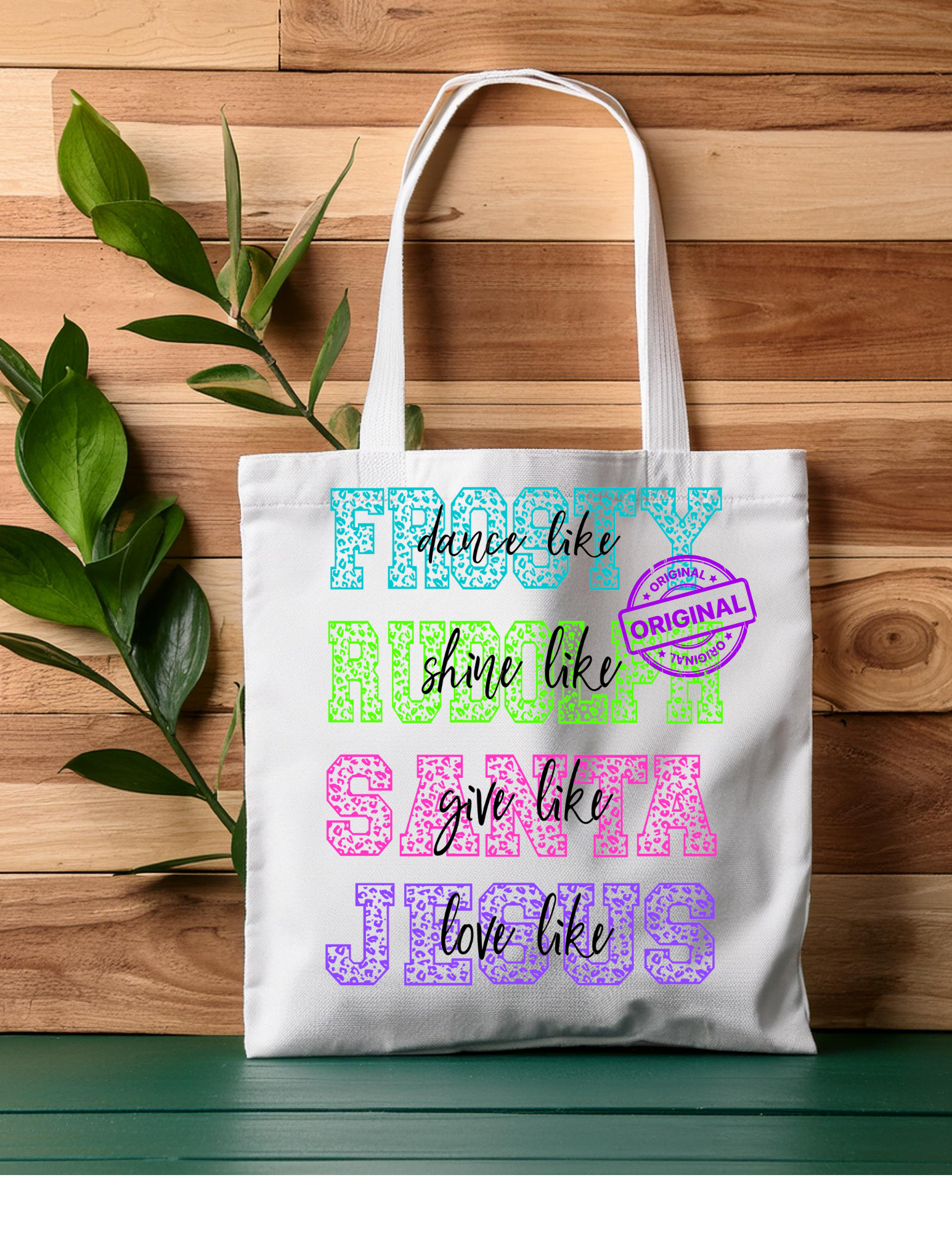 Frosty Rudolph Santa Jesus Tote Bag