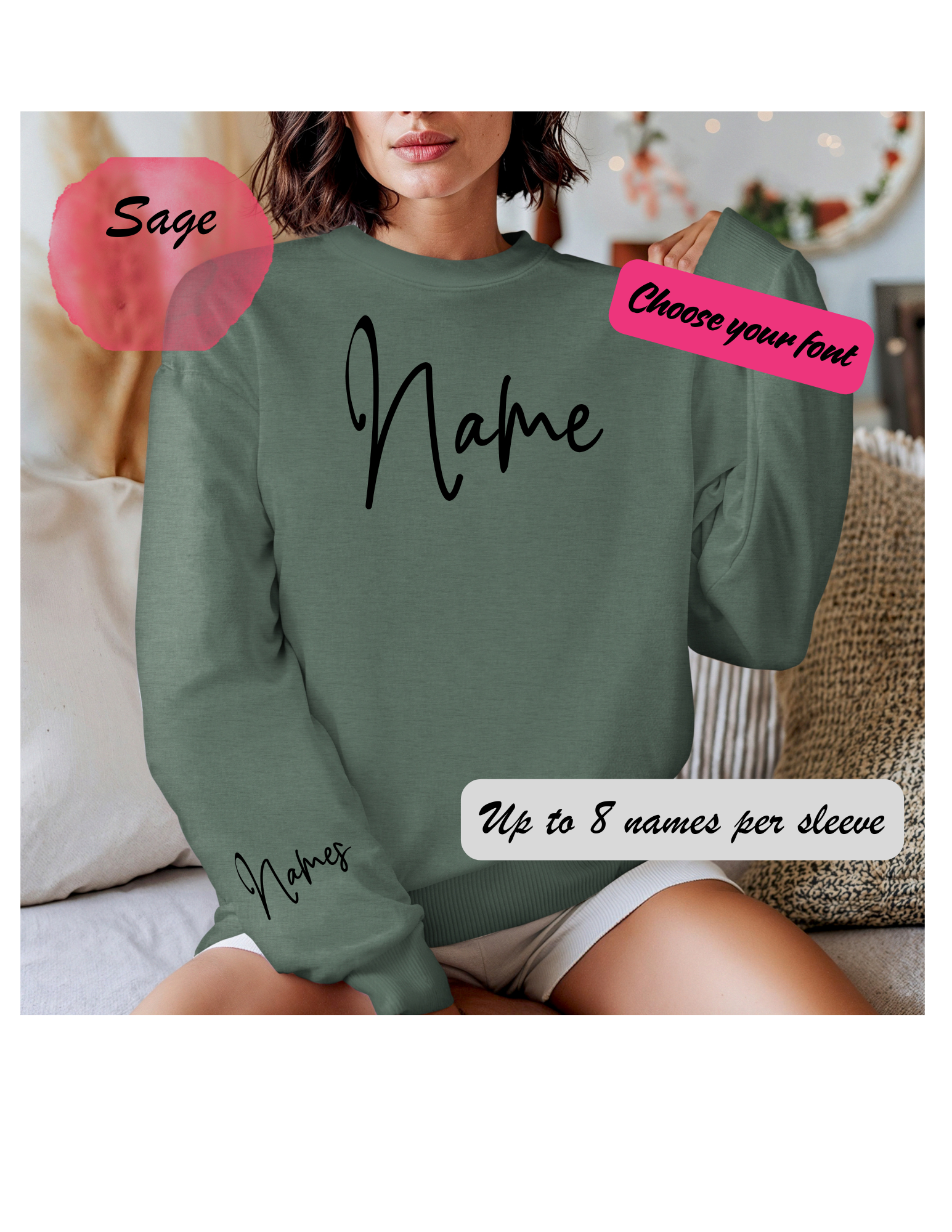 Name Sweatshirt with Names on the Sleeves