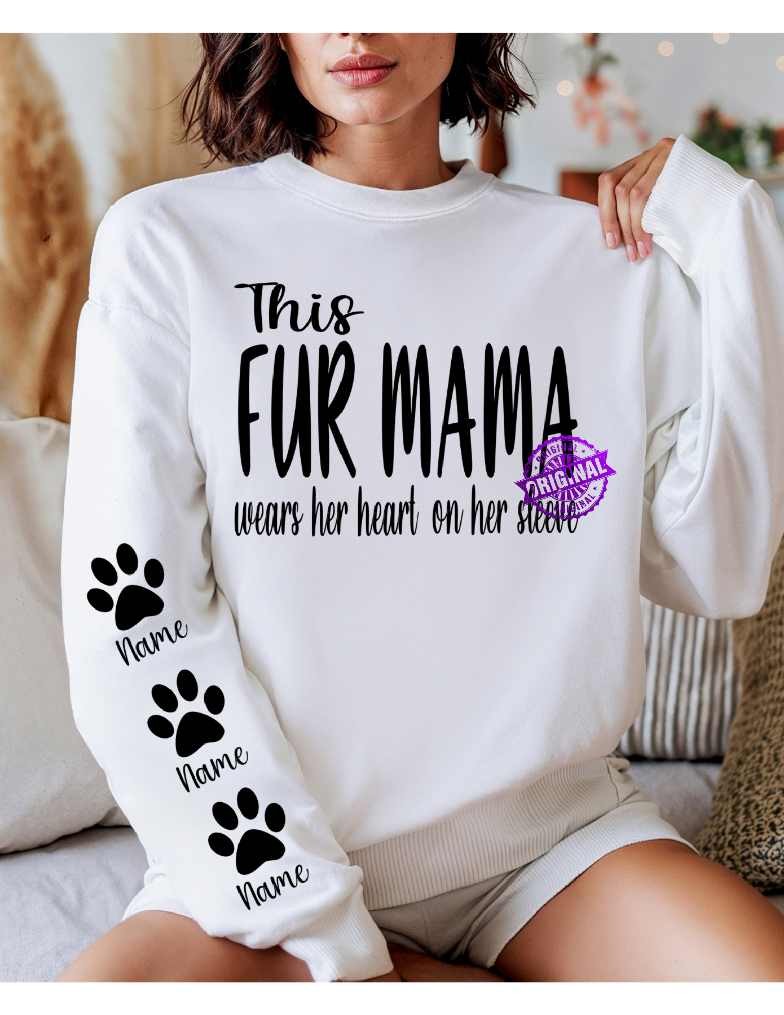 Fur Mama Heart on Sleeve Sweatshirt