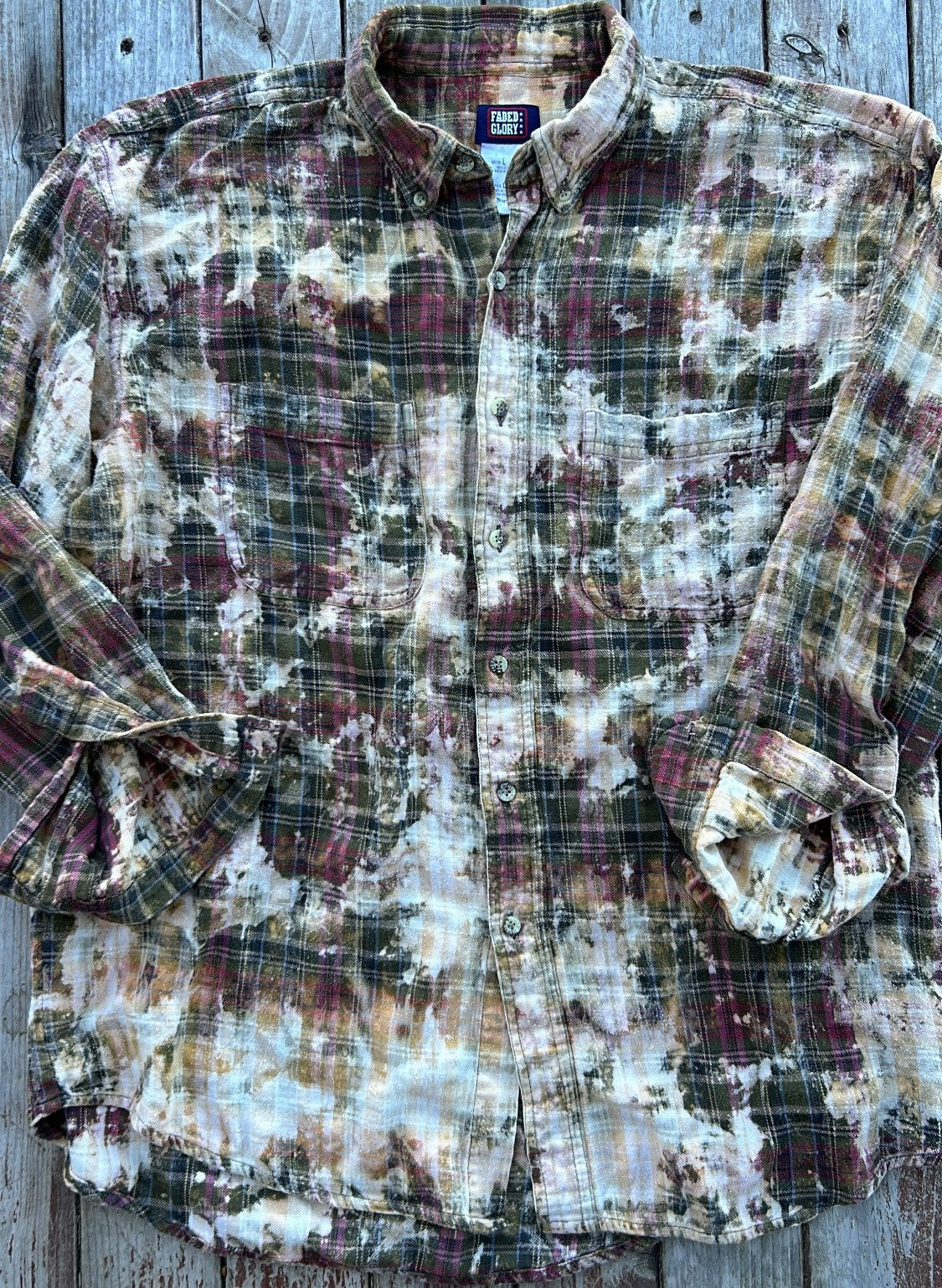 Large Upcycled Bleached Flannel