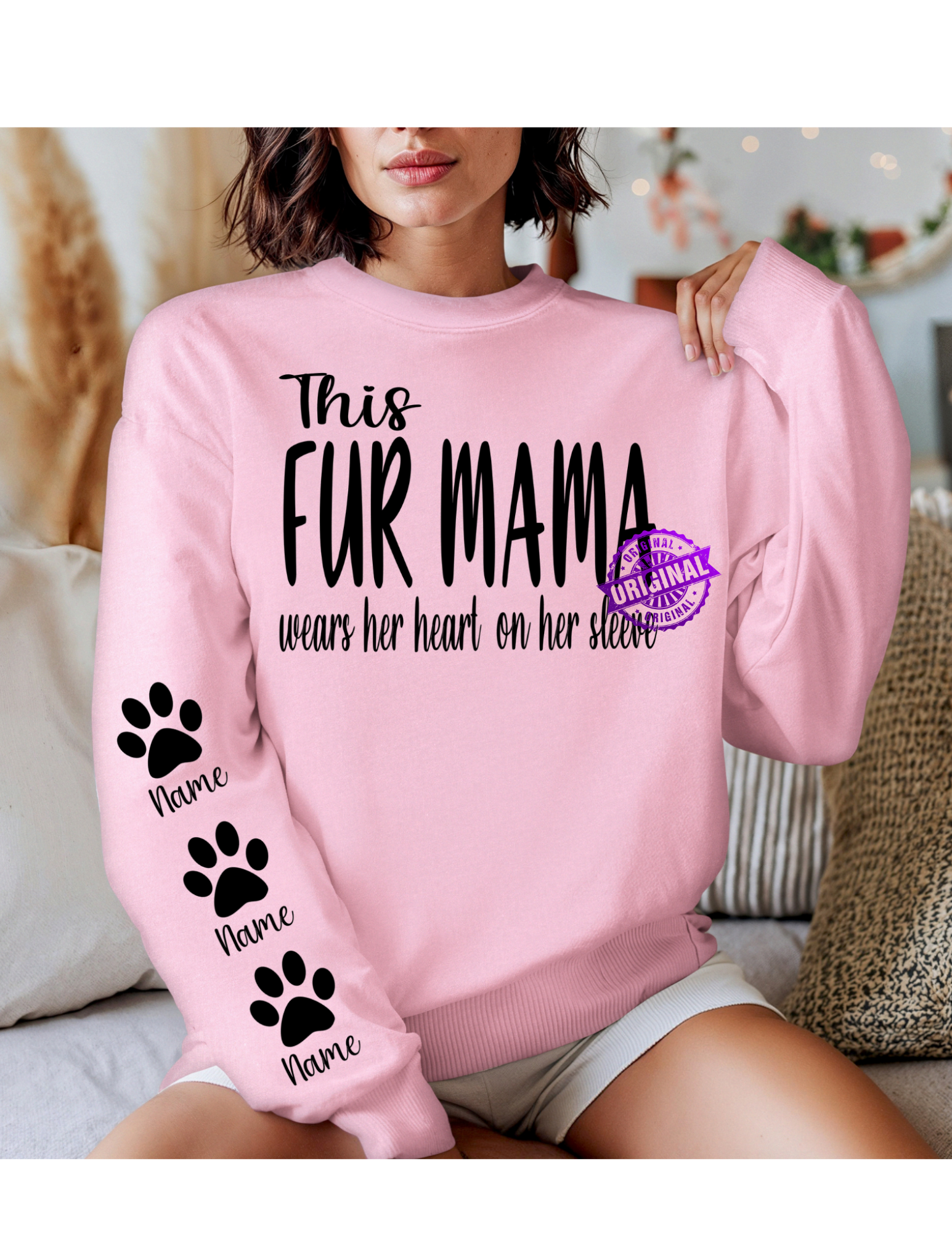 Fur Mama Heart on Sleeve Sweatshirt
