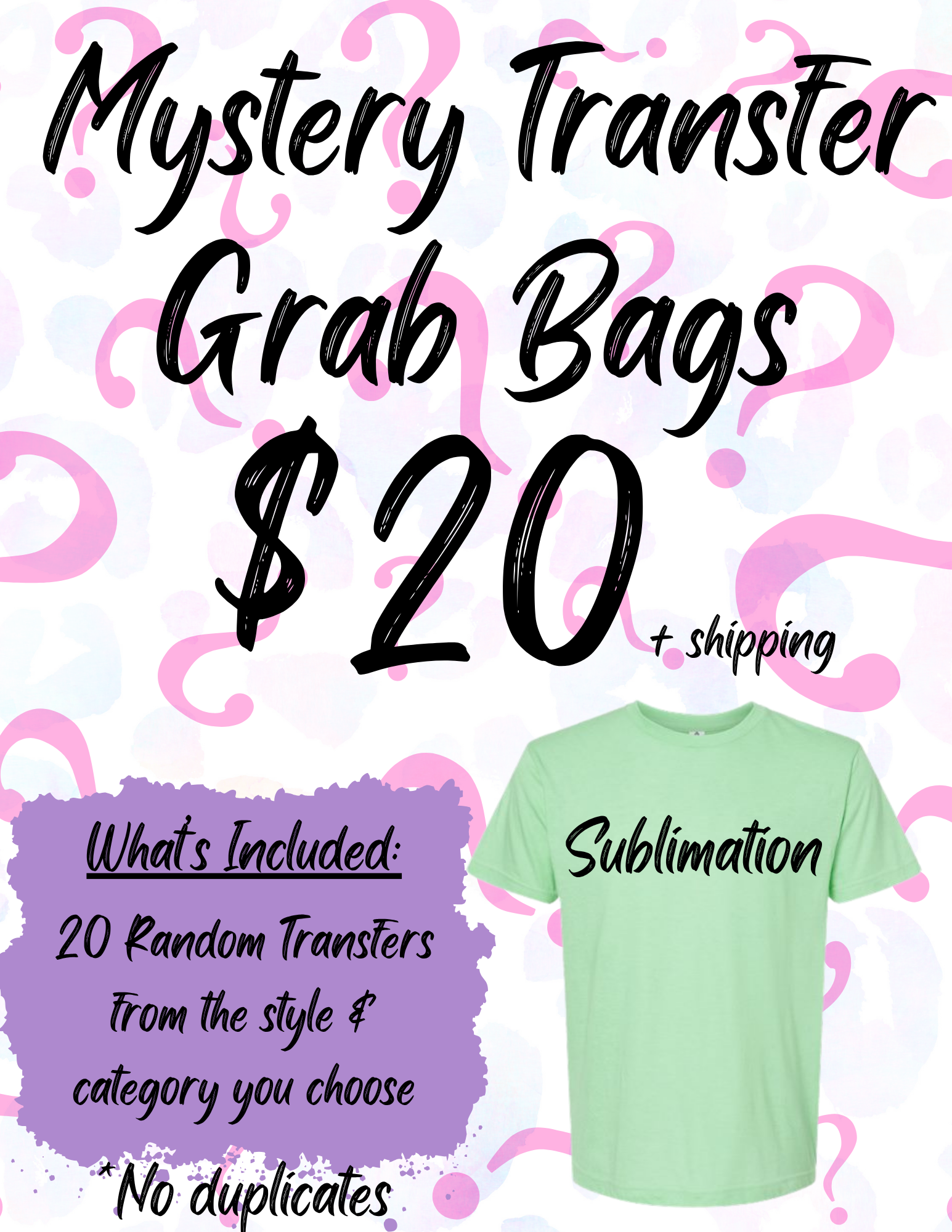 Mystery Transfer Grab Bag SUBLIMATION