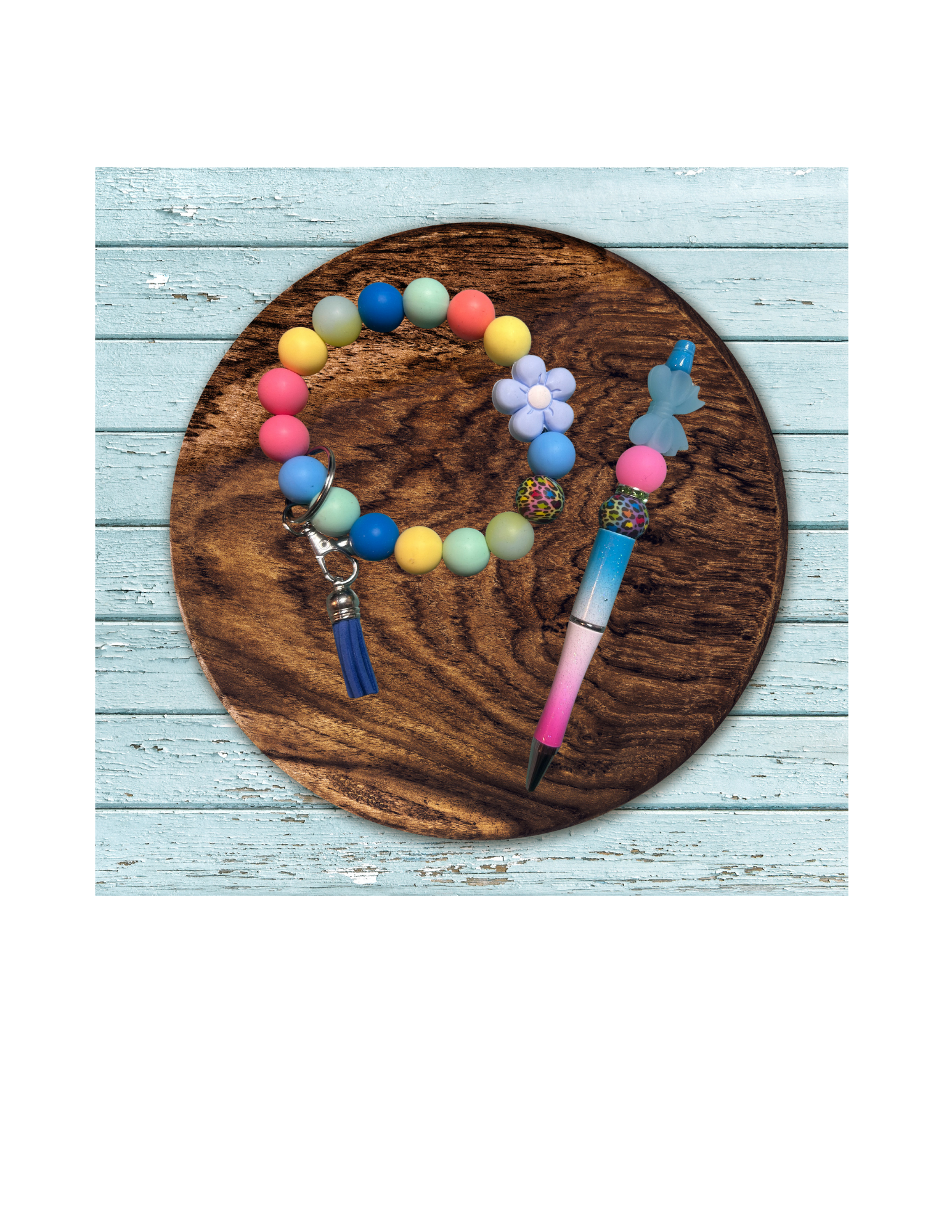 Flower & Bow Pen & Wristlet Set