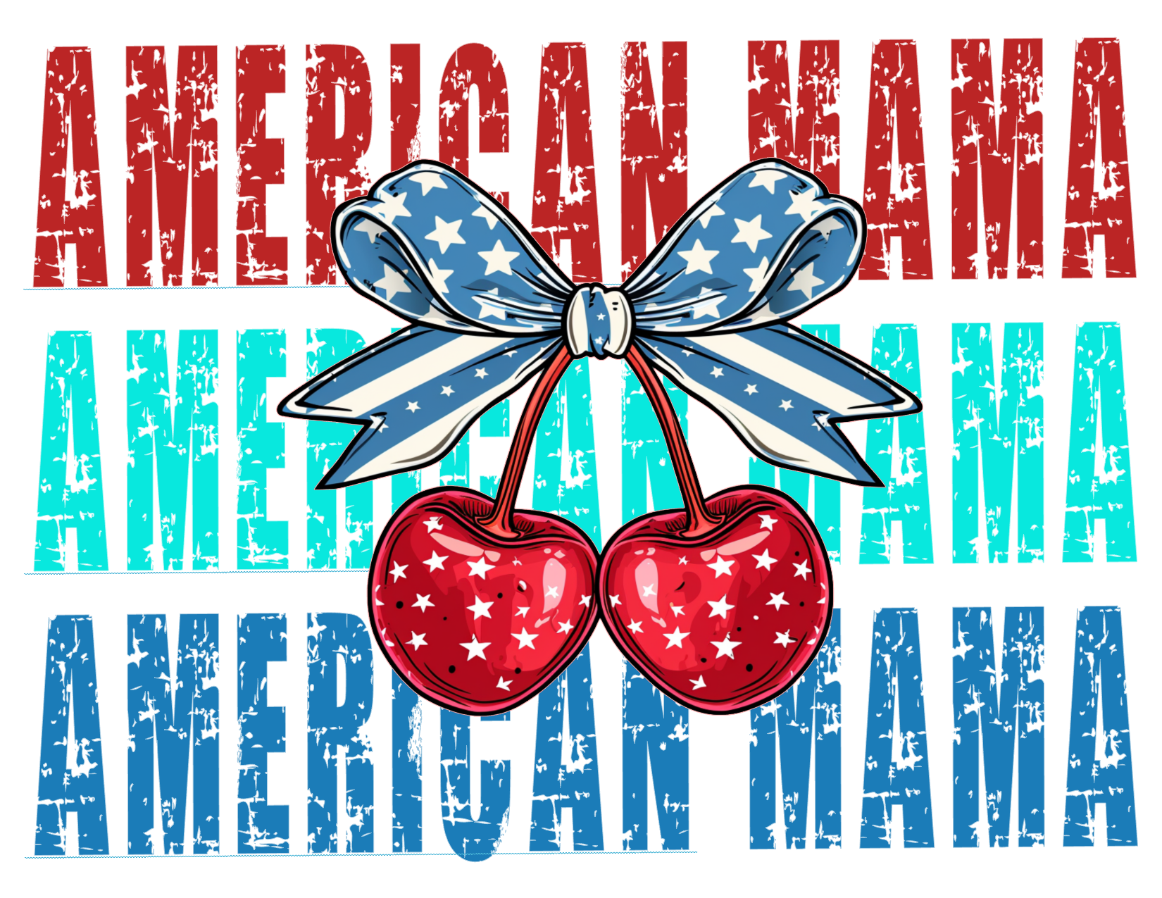 #452 American Mama Stacked with Cherry Bow