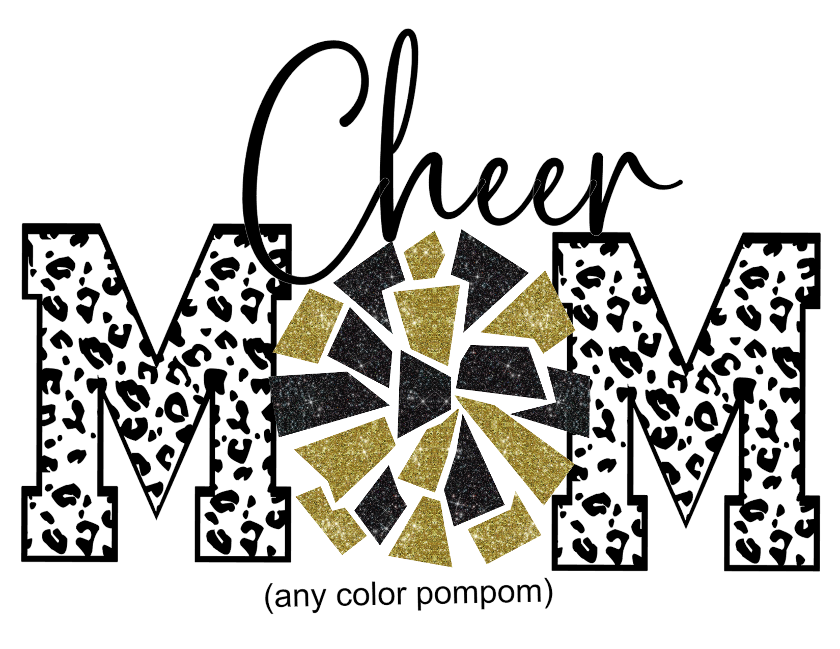 #434 Cheer Mom Glitter (pompom can be any color) *can me any name*
