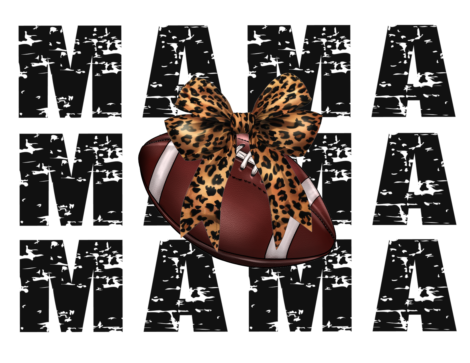 #471 Football Mama Leopard Bow (can be any name)