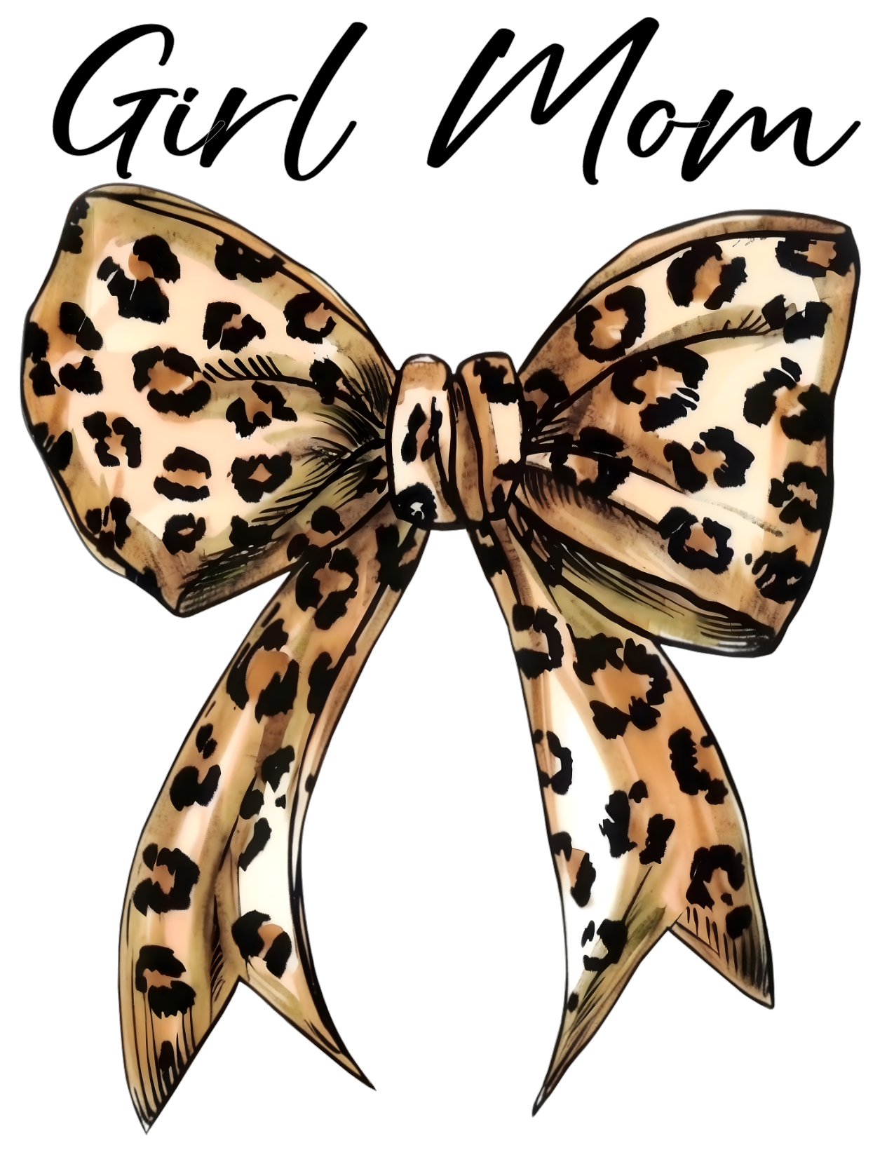 #507 Girl Mom Leopard Metallic Bow (Name can be changed)