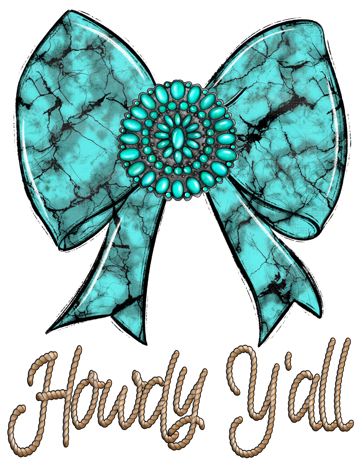 #531 Howdy Y'all Turquoise Bow