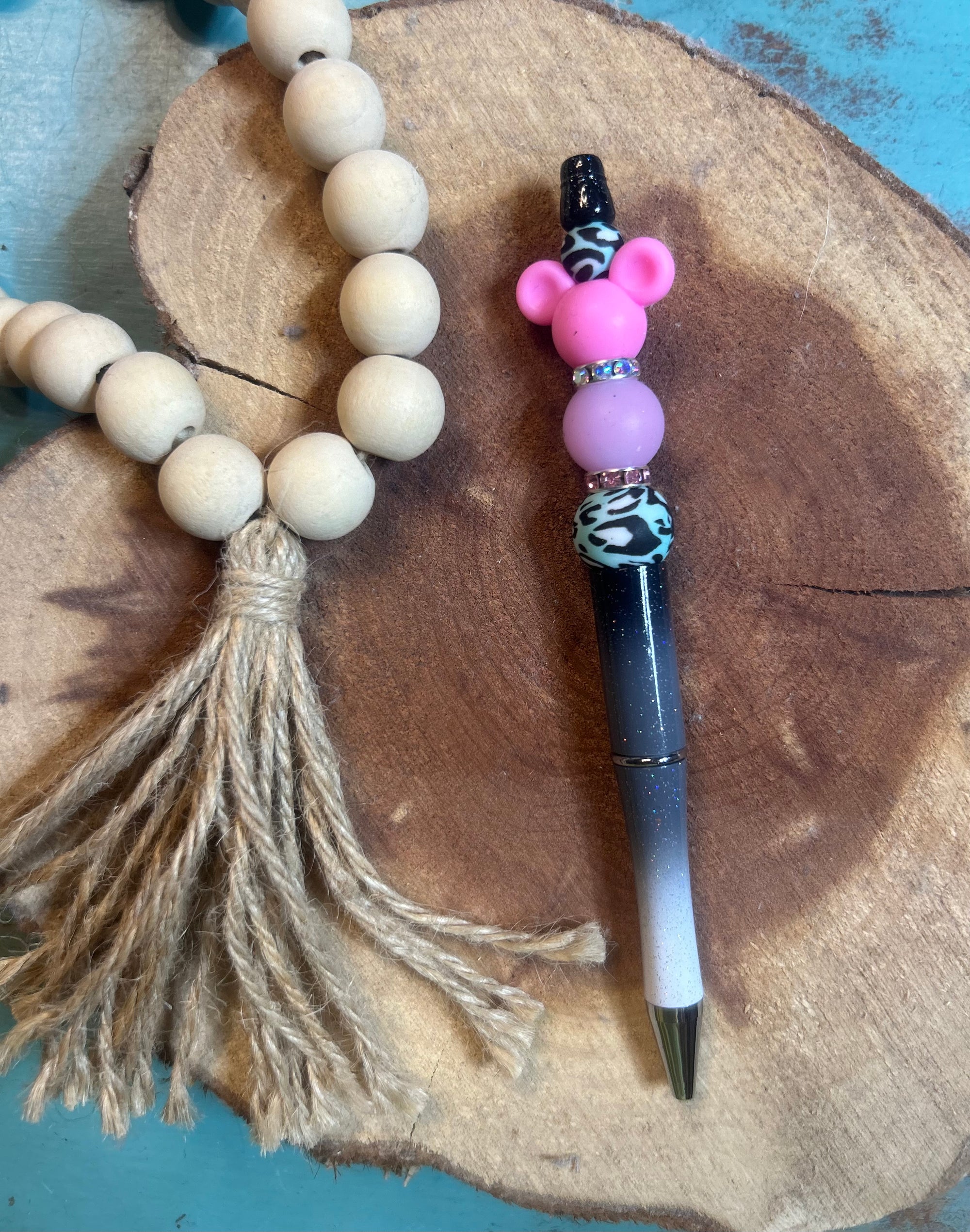 Black & Grey Ombre Glitter Pen Mouse Head