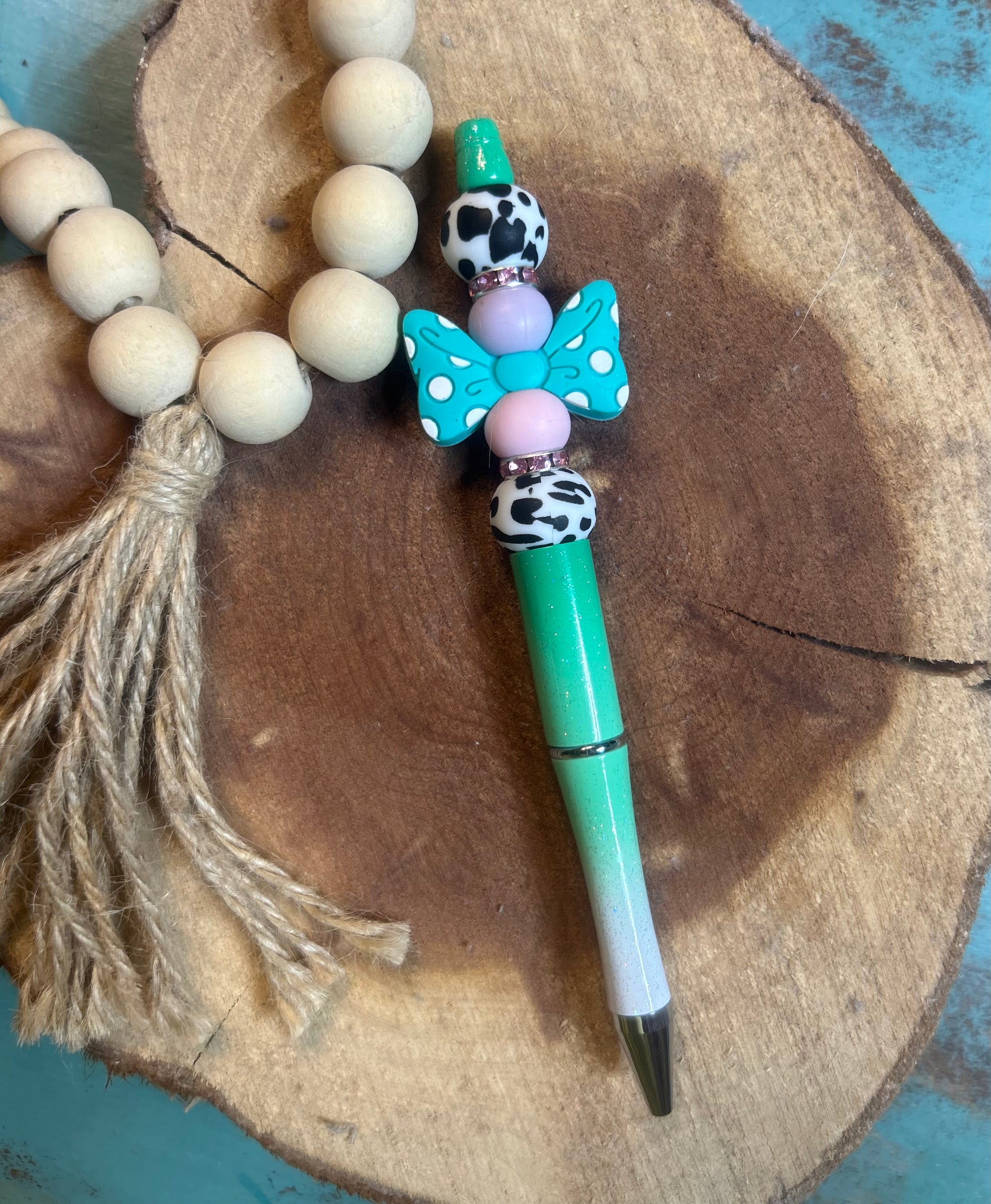 Mint & White Ombre Glitter Pen