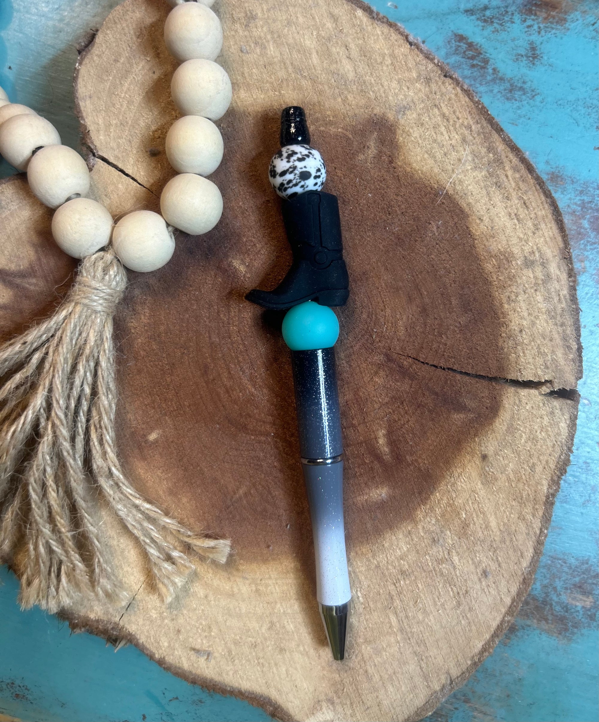 Black & Grey Ombre Glitter Pen Boot