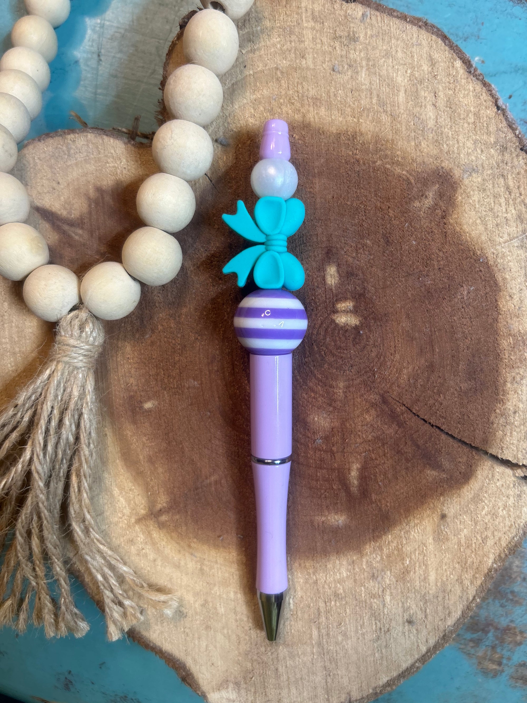 Lavender Solid Pen Turquoise Bow