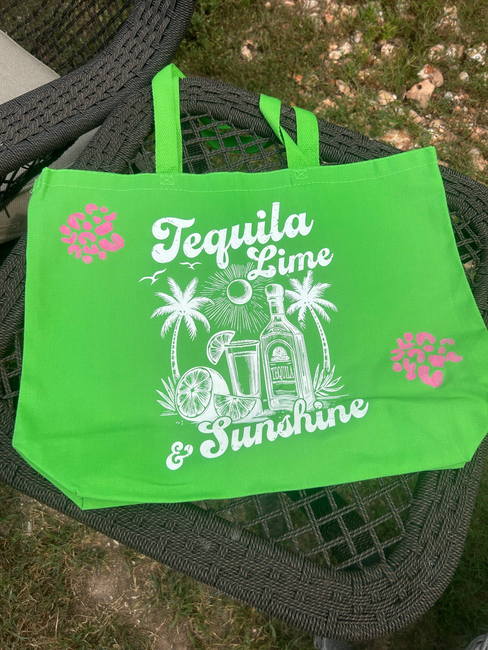 Lime Green Tote Bag Tequila Lime & Sunshine