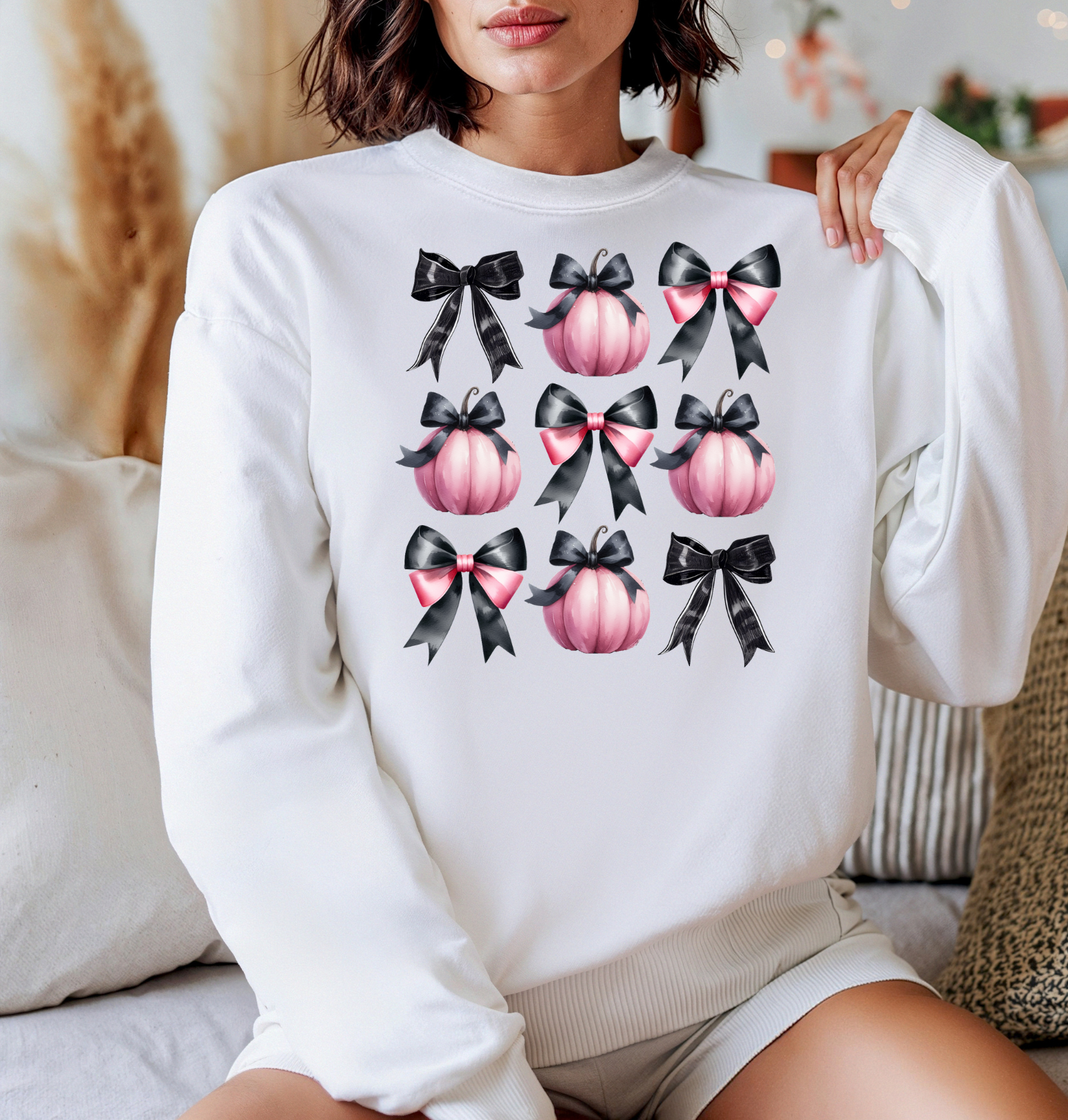 Pink & Black Pumpkin/Bows 9 Stack