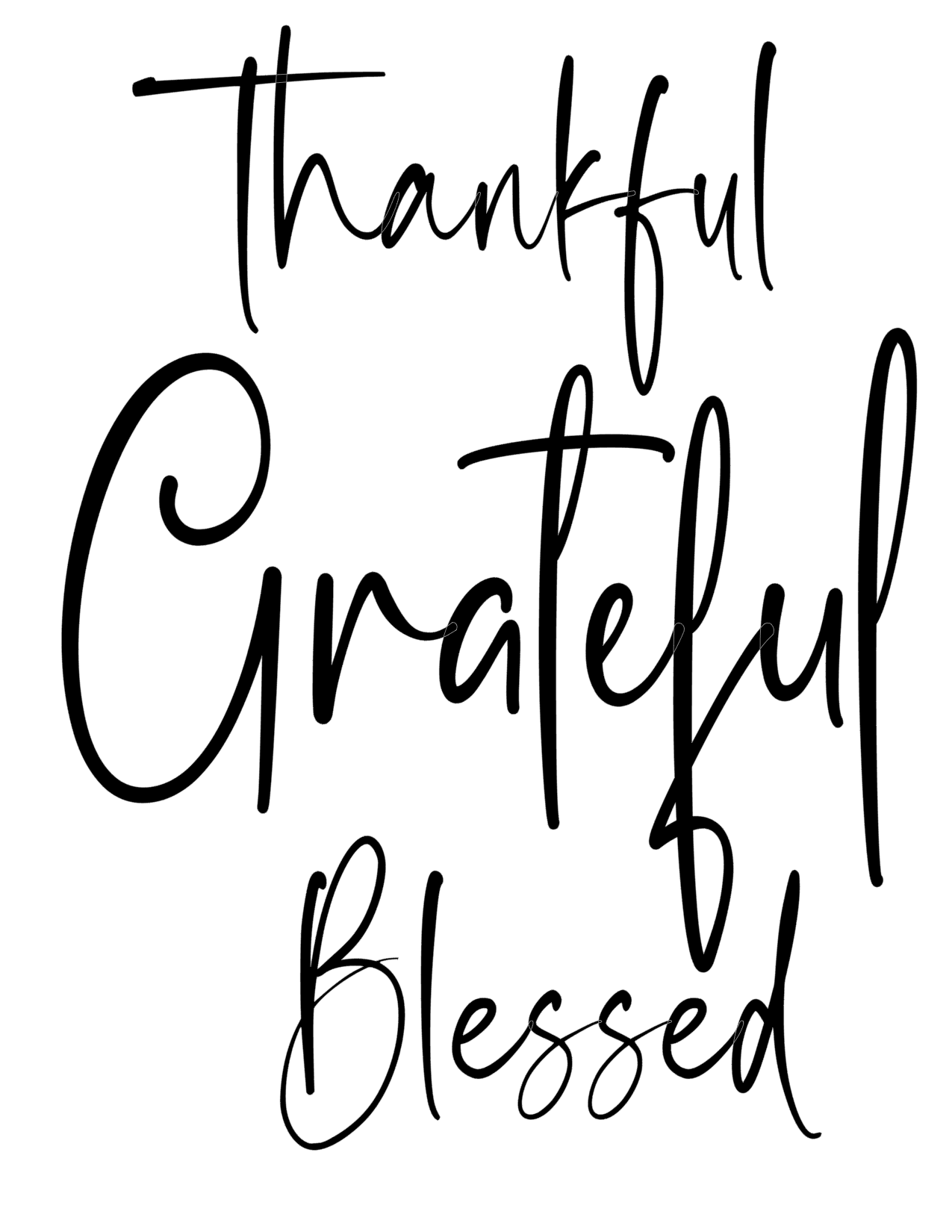 #626 Thankful Grateful Blessed (black script)